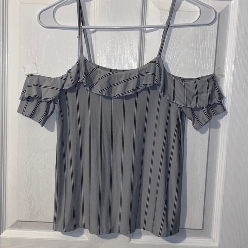 American Eagle Light blue off the shoulder shirt